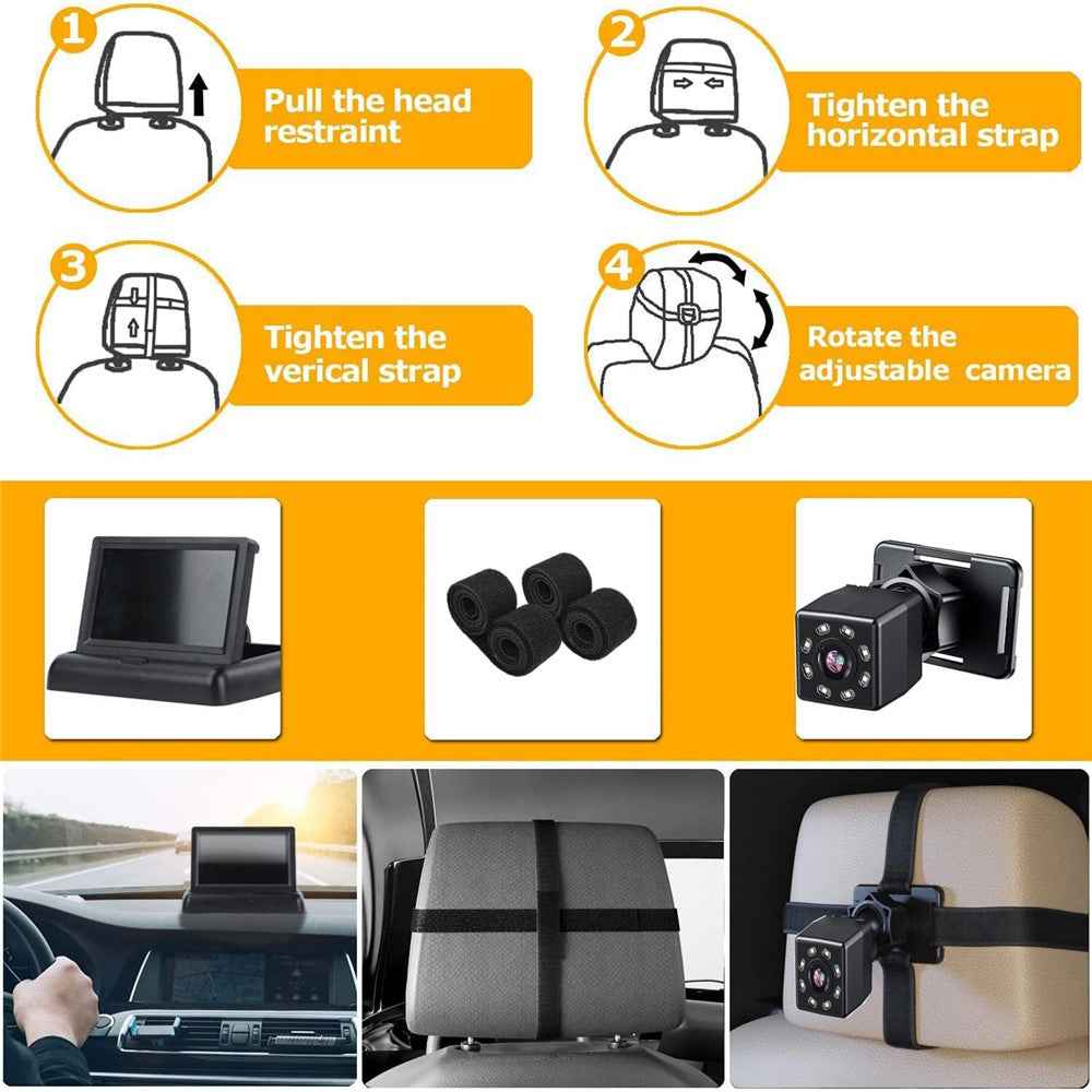 4.3 Inch 150 Degree Wide Angle Night Vision Car Baby Monitor IP68 Waterproof Infrared Camera