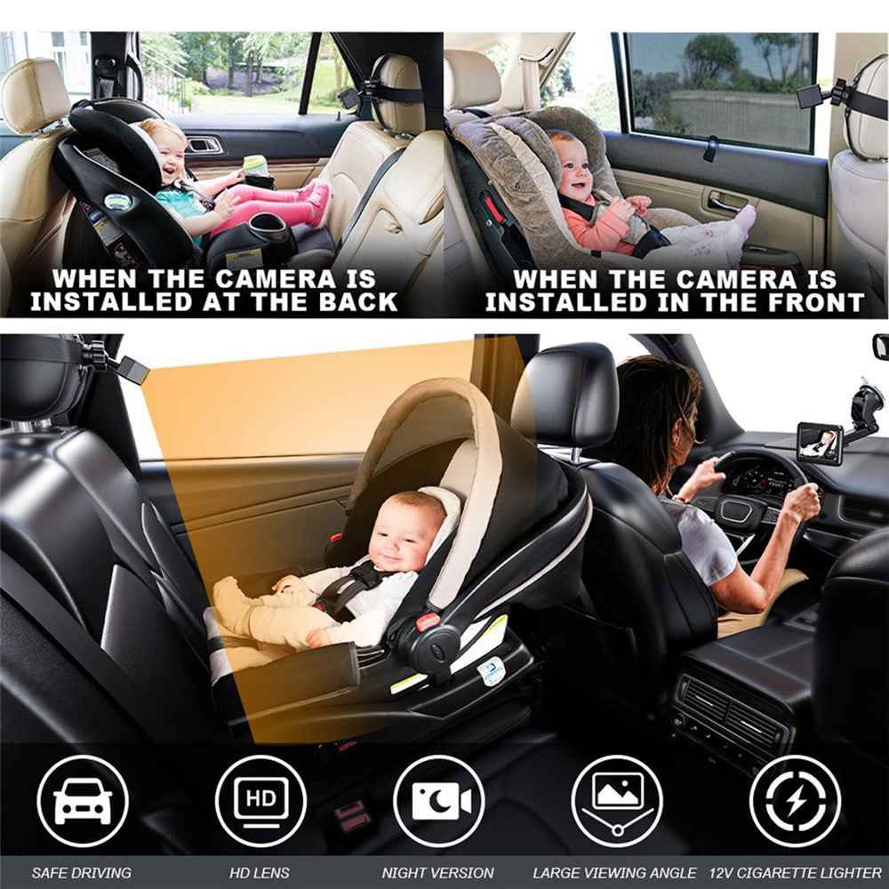 R5037 360 Degree Rotatable 4.3 Inch Night Vision Sucker Mount Car Baby Monitor Camera for Safety Driving