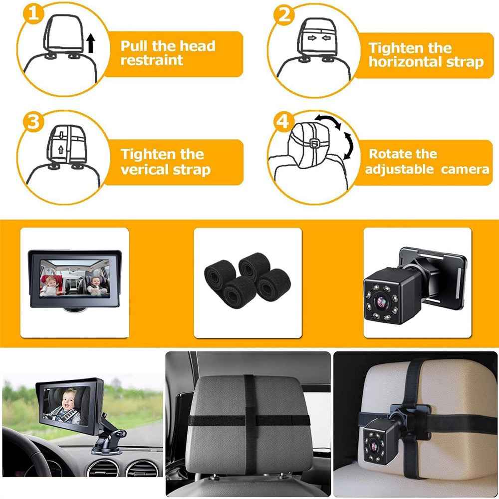 R5037 360 Degree Rotatable 4.3 Inch Night Vision Sucker Mount Car Baby Monitor Camera for Safety Driving