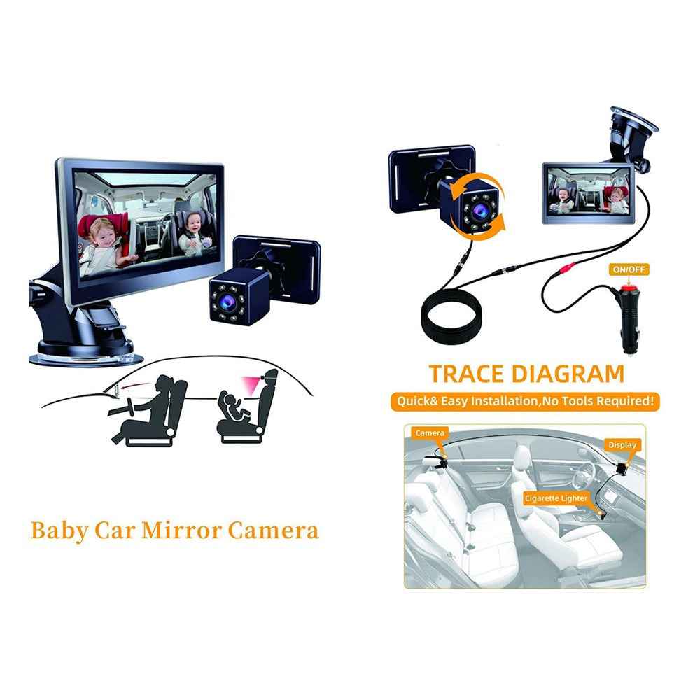 R5037 360 Degree Rotatable 4.3 Inch Night Vision Sucker Mount Car Baby Monitor Camera for Safety Driving