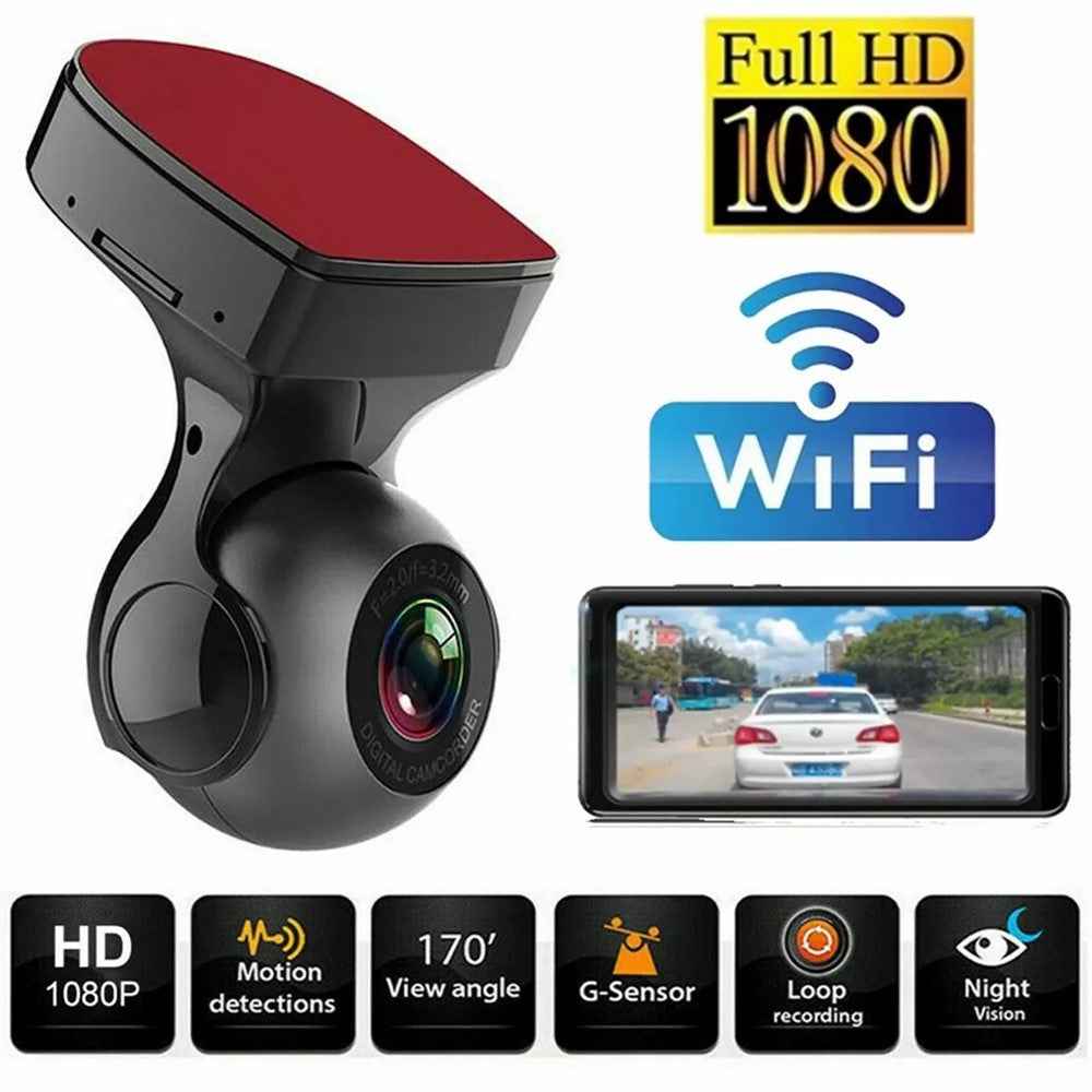 170 Degree Wide Angle 1080P HD WiFi Dash Cam Night Vision G Sensor Car DVR Camera