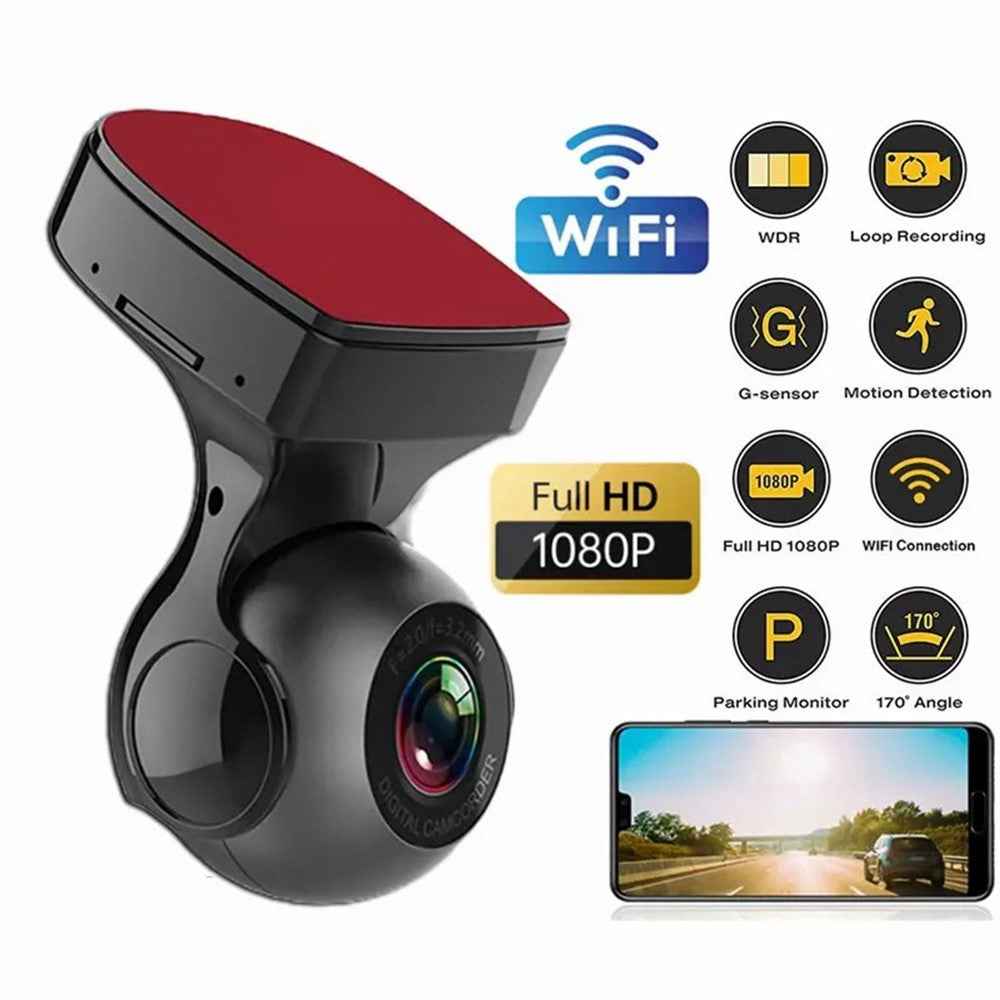 170 Degree Wide Angle 1080P HD WiFi Dash Cam Night Vision G Sensor Car DVR Camera
