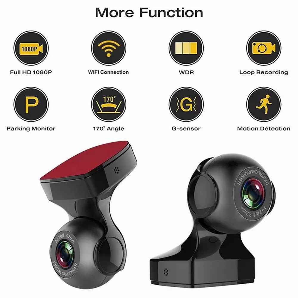 170 Degree Wide Angle 1080P HD WiFi Dash Cam Night Vision G Sensor Car DVR Camera