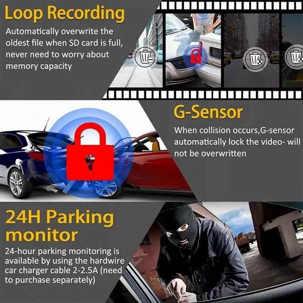 170 Degree Wide Angle 1080P HD WiFi Dash Cam Night Vision G Sensor Car DVR Camera