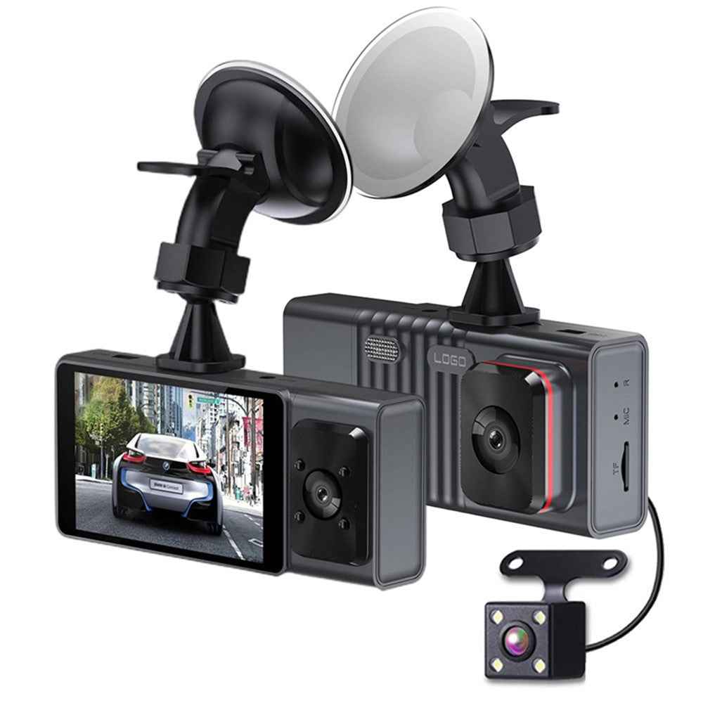 Triple Lens Dashcam 3 Inch IPS Screen 1080P HD Night Vision Car Recording WiFi Camera
