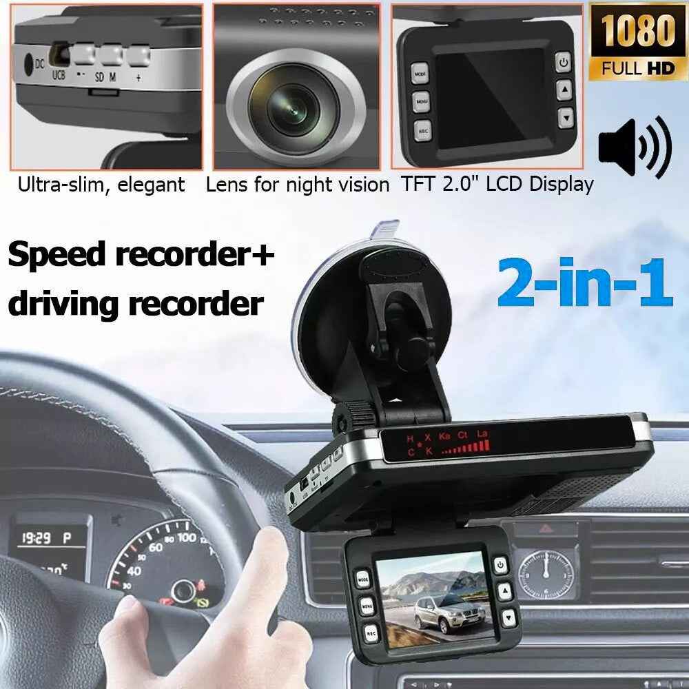 2 In 1 Night Vision Car DVR Speed Camera Alert Dash Cam Radar Detector ( Russian Version )