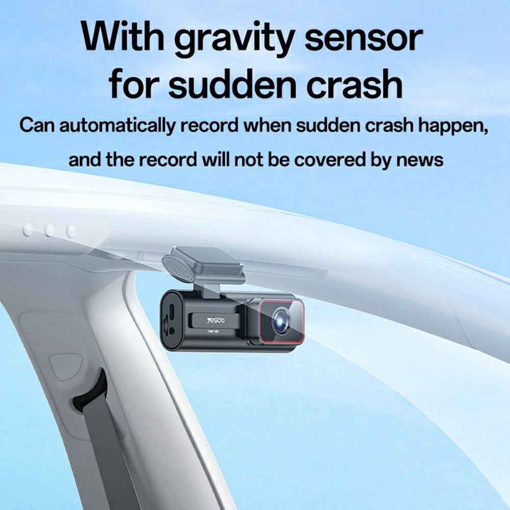 YESIDO KM21 Car Dash Cam 1080P HD 145 Degree Wide Angle 24 / 7 Monitoring Emergency Driving Recorder