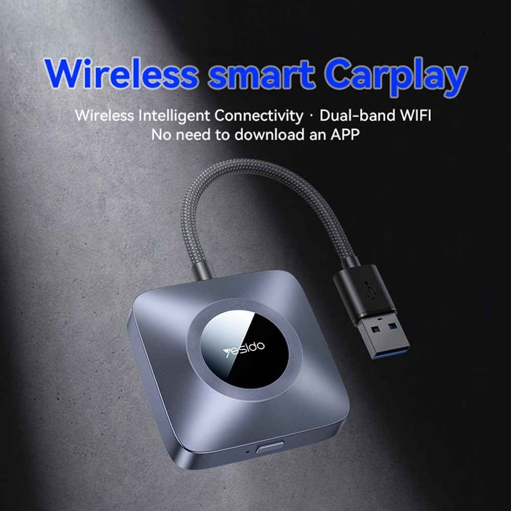 YESIDO KM23 Dual Band WiFi CarPlay Adapter Wired to Wireless Converter for Car Stereo Systems OTA Upgradable