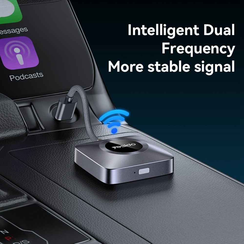 YESIDO KM23 Dual Band WiFi CarPlay Adapter Wired to Wireless Converter for Car Stereo Systems OTA Upgradable