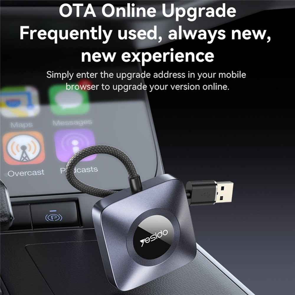 YESIDO KM23 Dual Band WiFi CarPlay Adapter Wired to Wireless Converter for Car Stereo Systems OTA Upgradable