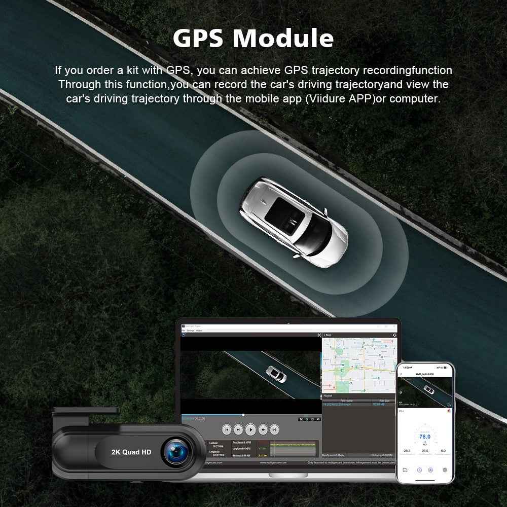 2K WiFi Dash Cam Wide Angle HD Night Vision Car DVR Recorder Support Loop Recording