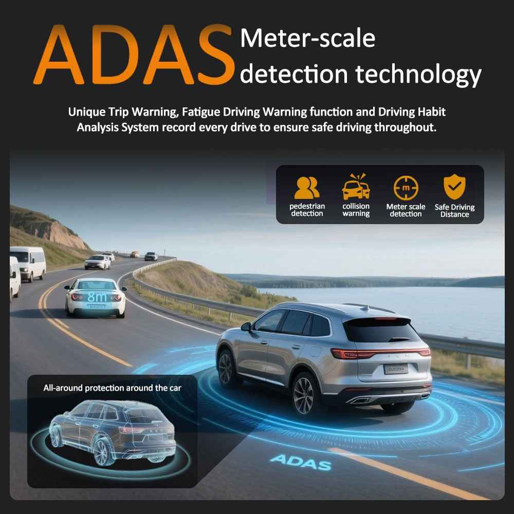 4K UHD Front and 2.5K Rear Dual Recording WiFi GPS Dashcam Built In ADAS for Car Truck SUV