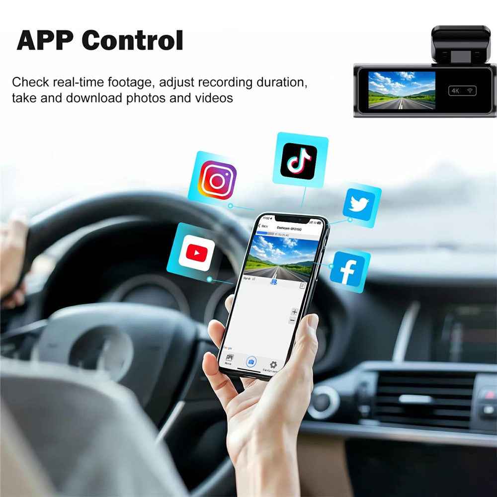 4K Dual Dash Cam Front and Rear Night Vision Parking Monitor GPS Tracking Car DVR