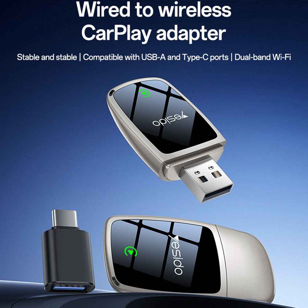 YESIDO KM29 Wireless CarPlay Adapter For Car Stereo 5G  /  2.4G Dual Band WiFi OTA Upgradable