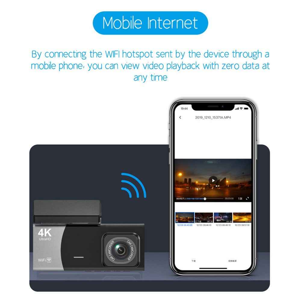 Y08 2.0 Inch IPS Screen 4K Dash Cam Front + Inside + Rear 3 Lens WiFi Car DVR Built-in G-Sensor