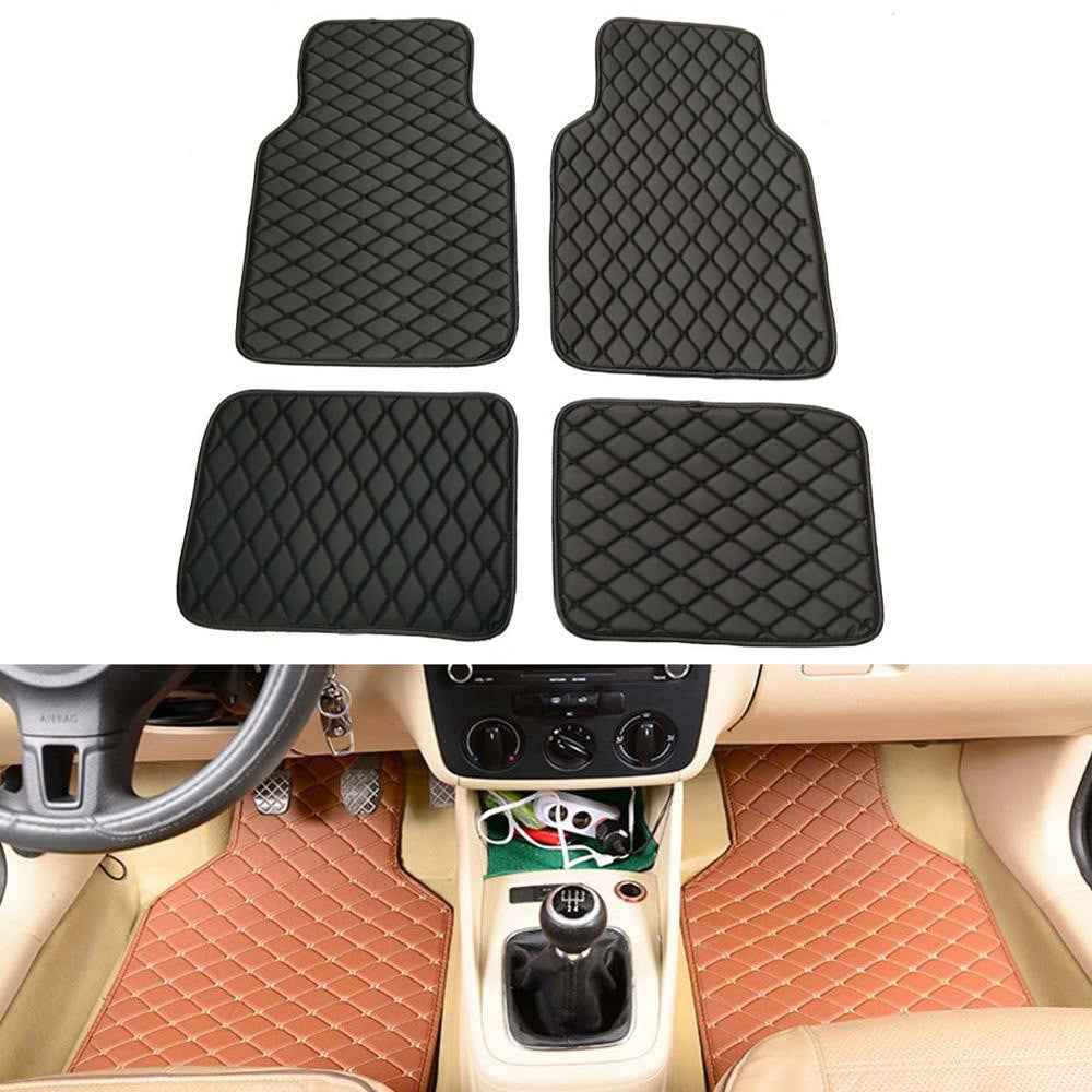 4PCS Universal Car PVC Floor Mats Waterproof Anti-dirt Floor Pads - Black