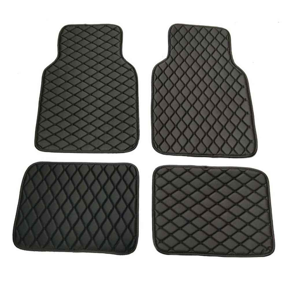 4PCS Universal Car PVC Floor Mats Waterproof Anti-dirt Floor Pads - Black