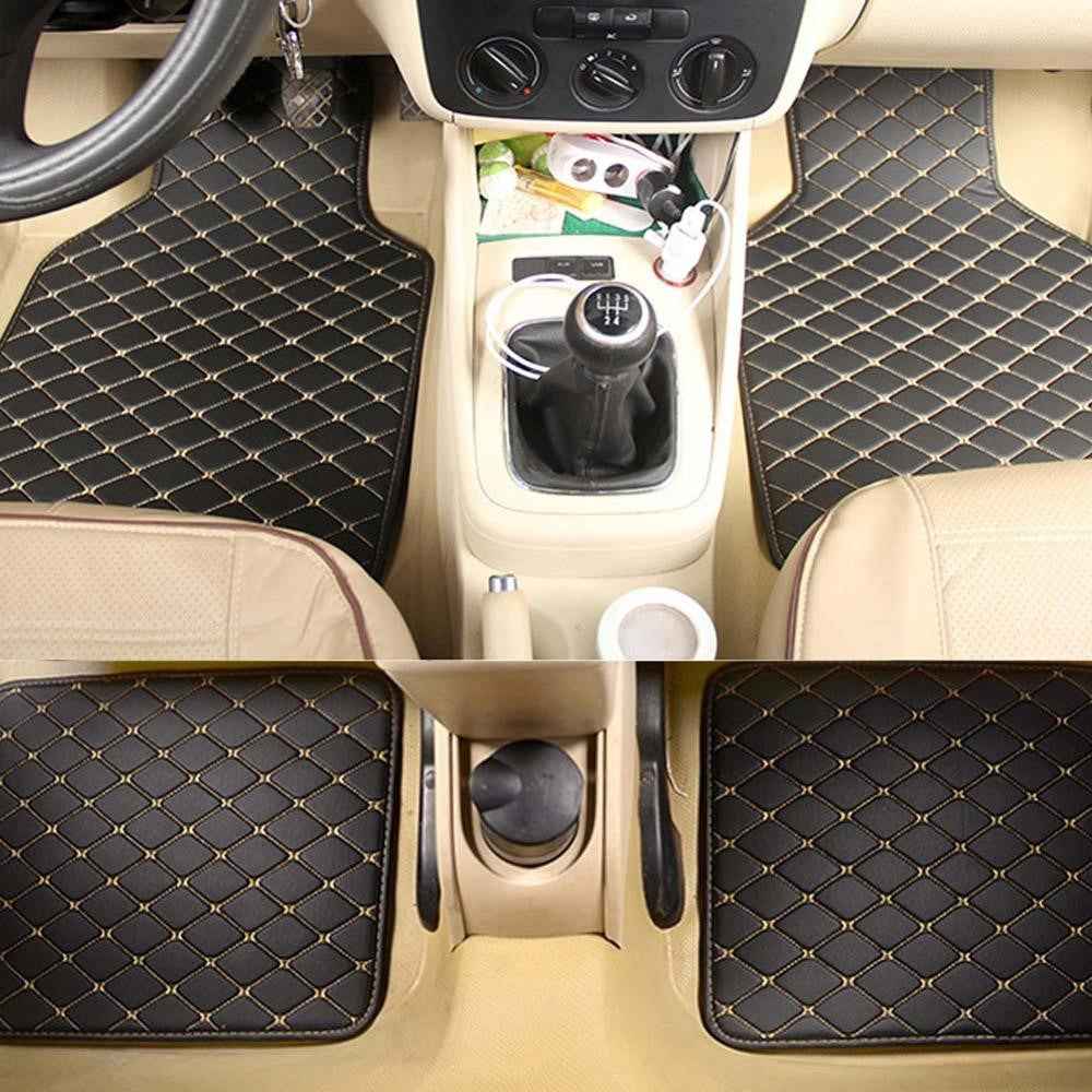 4PCS Universal Car PVC Floor Mats Waterproof Anti-dirt Floor Pads - Black
