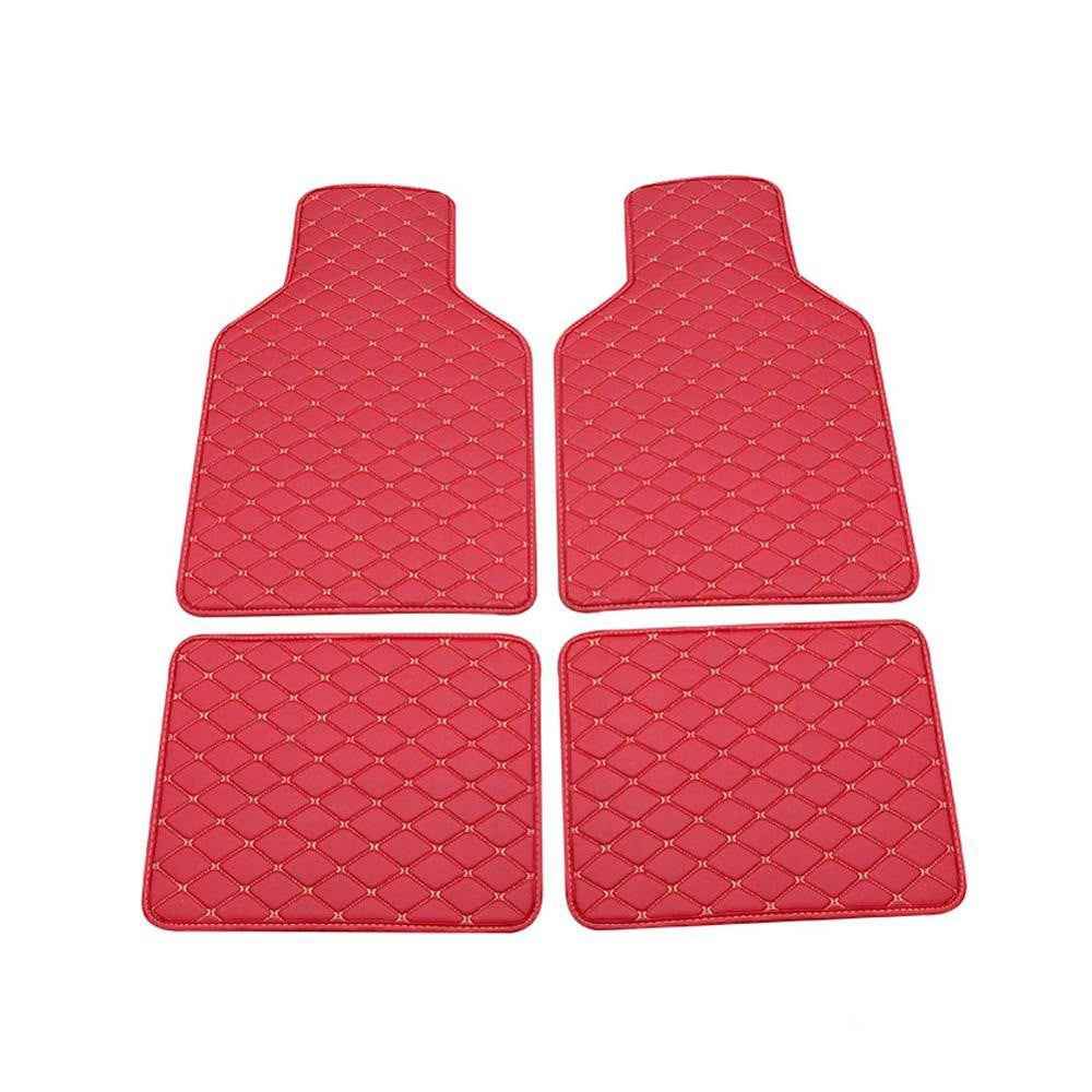 4PCS Universal Car PVC Floor Mats Waterproof Anti-dirt Floor Pads - Wine Red