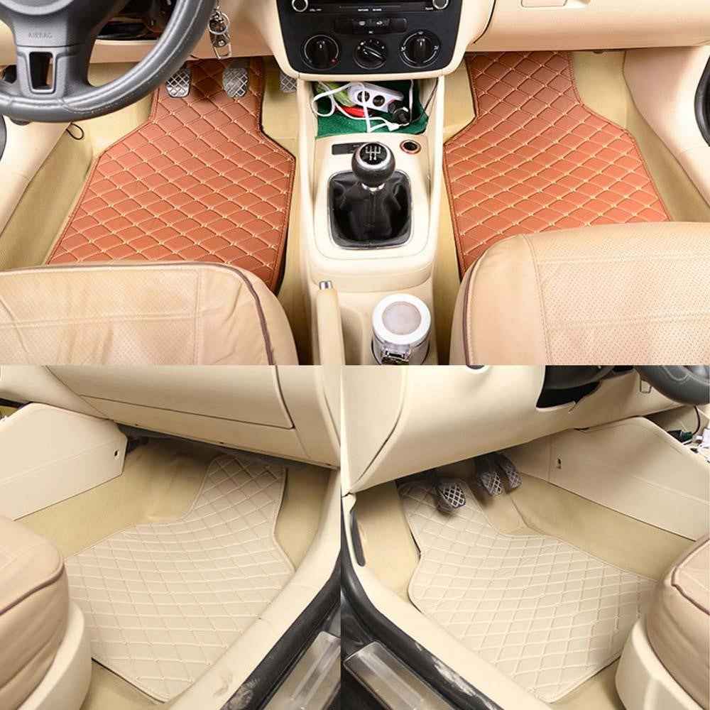4PCS Universal Car PVC Floor Mats Waterproof Anti-dirt Floor Pads - Wine Red