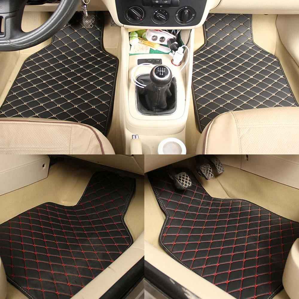 4PCS Universal Car PVC Floor Mats Waterproof Anti-dirt Floor Pads - Brown
