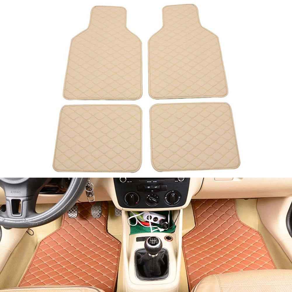 4PCS Universal Car PVC Floor Mats Waterproof Anti-dirt Floor Pads - Beige