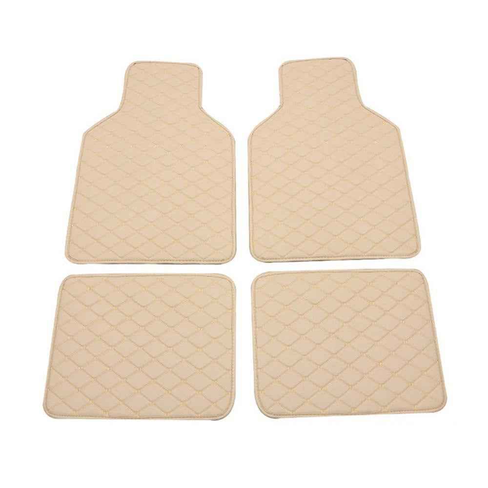 4PCS Universal Car PVC Floor Mats Waterproof Anti-dirt Floor Pads - Beige