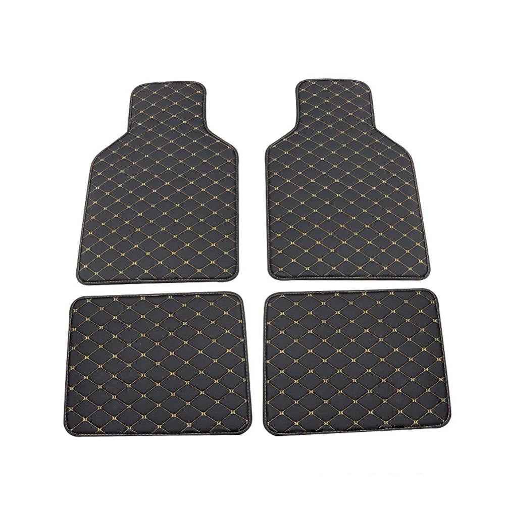 4PCS Universal Car PVC Floor Mats Waterproof Anti-dirt Floor Pads - Black/Beige Line