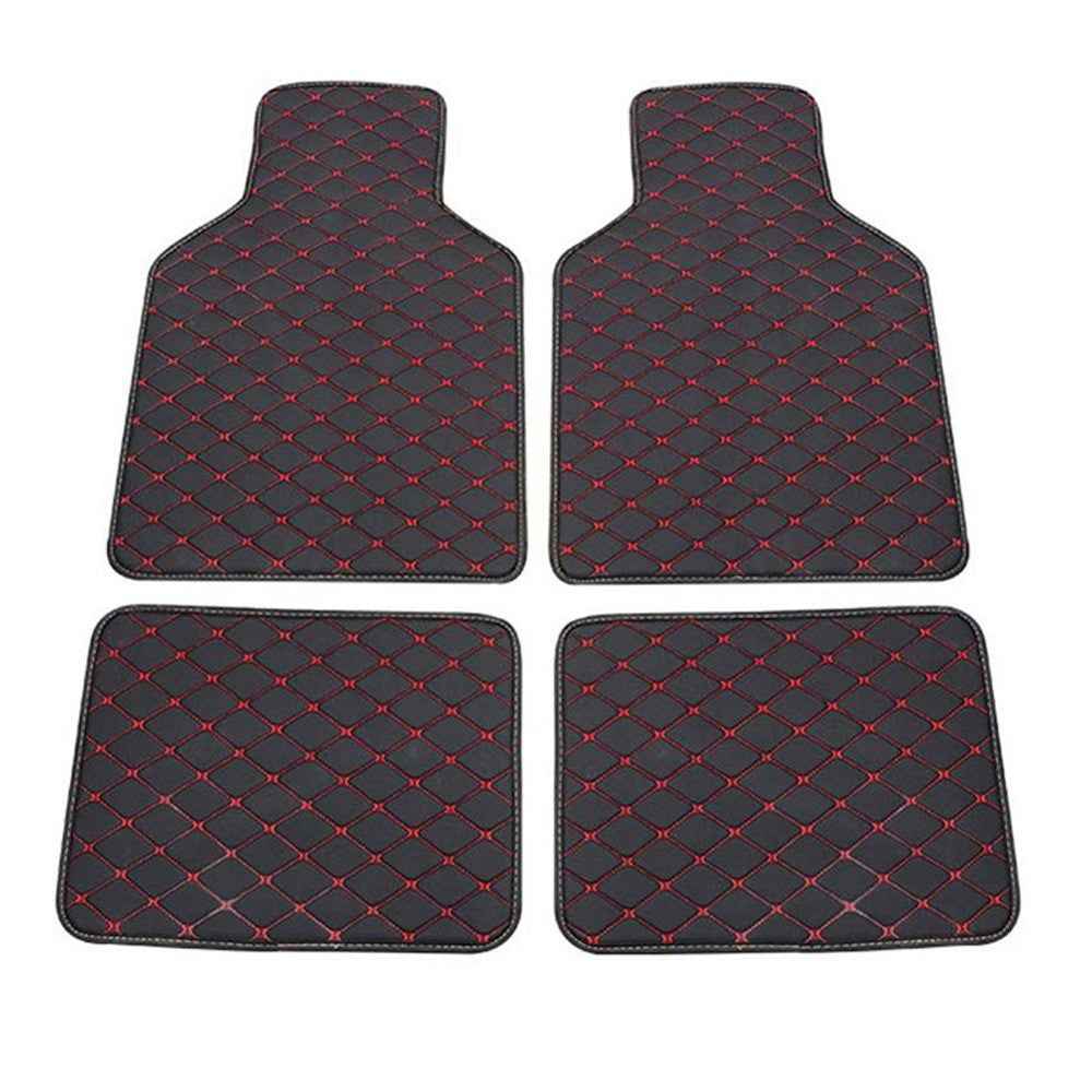 4PCS Universal Car PVC Floor Mats Waterproof Anti-dirt Floor Pads - Black/Red Line