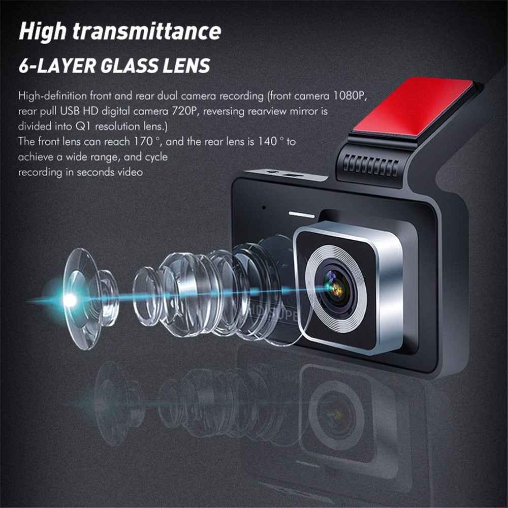 V2 4.0 inch IPS Screen HD Driving Recorder 1280x720P Front / 640x480P Rear Dual Lens Car Dash Cam Video Recorder