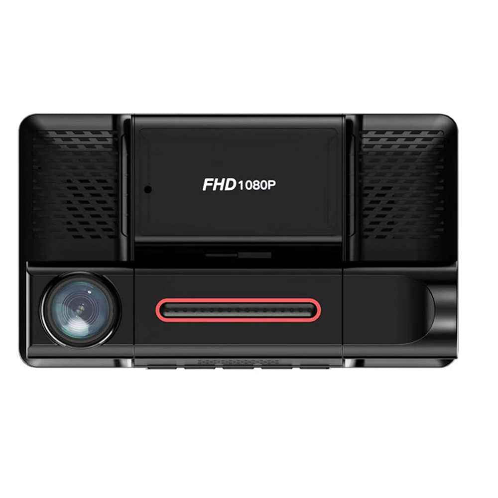 H208 4" IPS Screen 2.5D 3-Lens Car Dash Cam Full HD 1080P Car Video Recorder 120-Degree Wide Angle Car Recorder