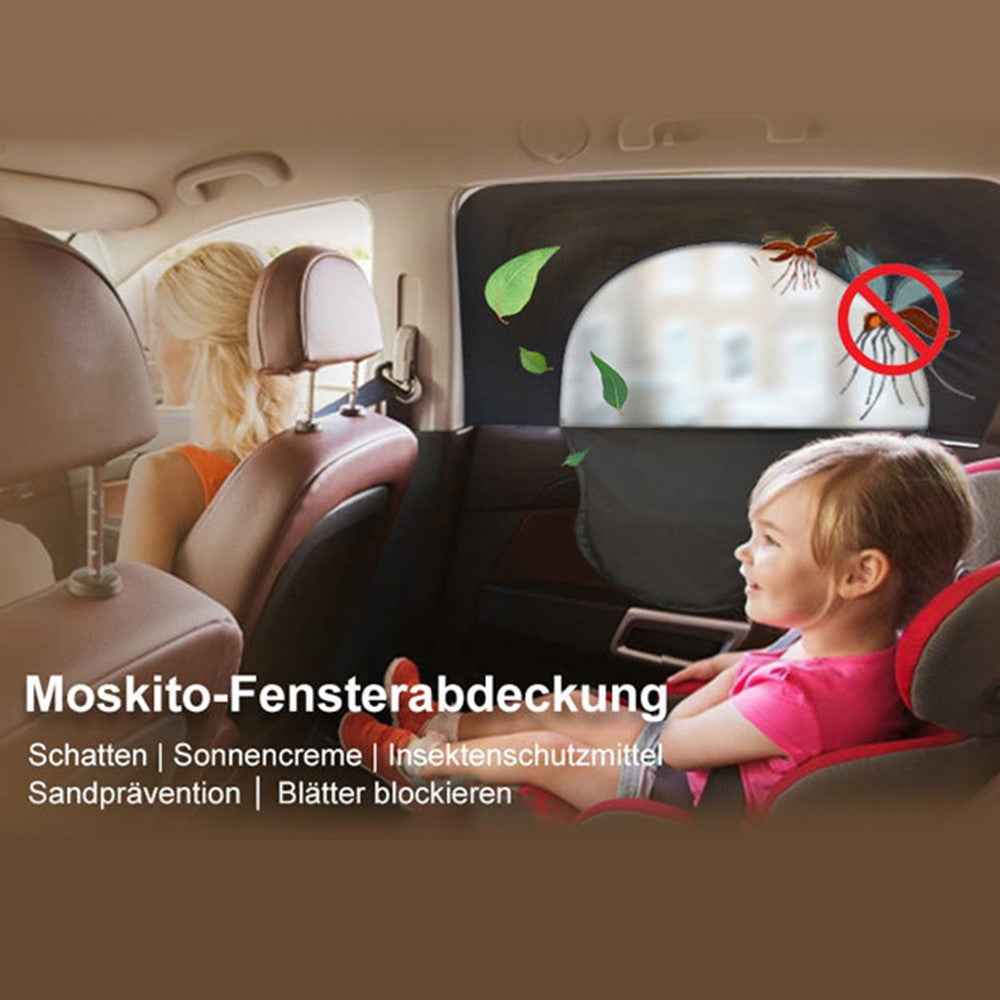 2Pcs / Set Anti-mosquito Car Window Mesh Curtain Sun Shade Breathable Window Curtain with Zipper Opening - Rear Window(Left+Right)