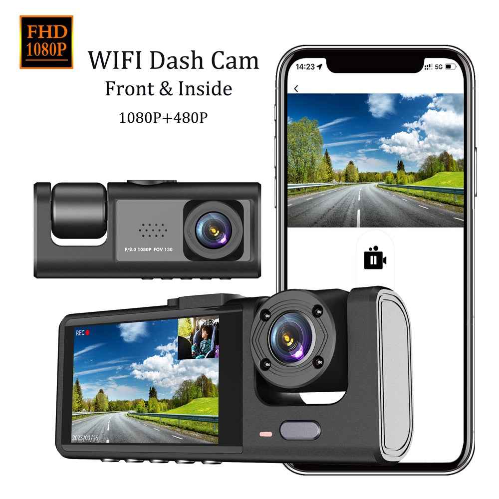 Y16 Car DVR Dash Cam 1080P HD Parking Monitoring 3 Cameras Vehicle Driving Recorder