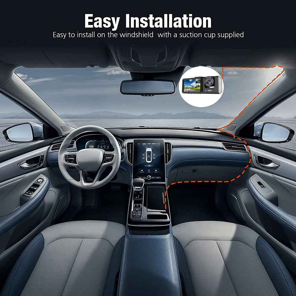 Y16 Car DVR Dash Cam 1080P HD Parking Monitoring 3 Cameras Vehicle Driving Recorder