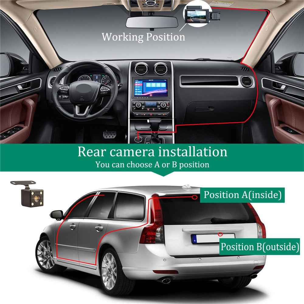 Y18 3 Channel Dash Cam 120 Degree Loop Recording Night Vision Car Driving Recorder
