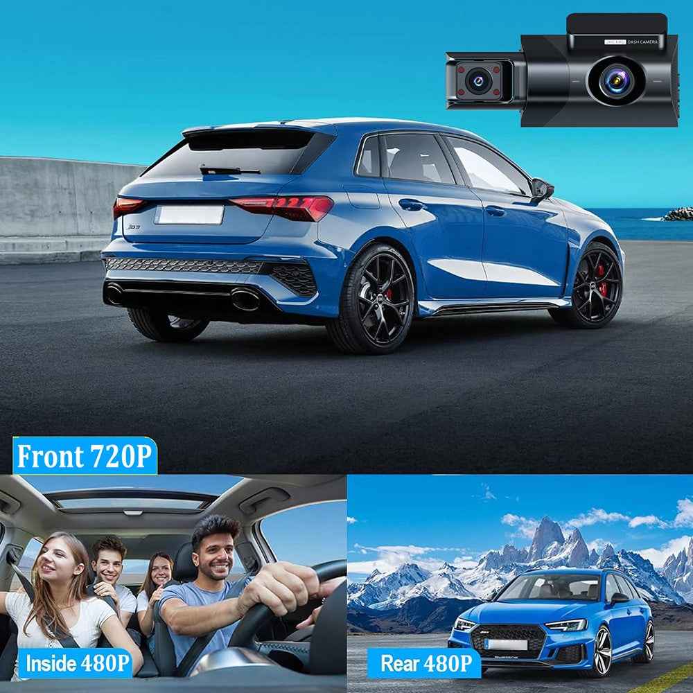 Y18 3 Channel Dash Cam 120 Degree Loop Recording Night Vision Car Driving Recorder