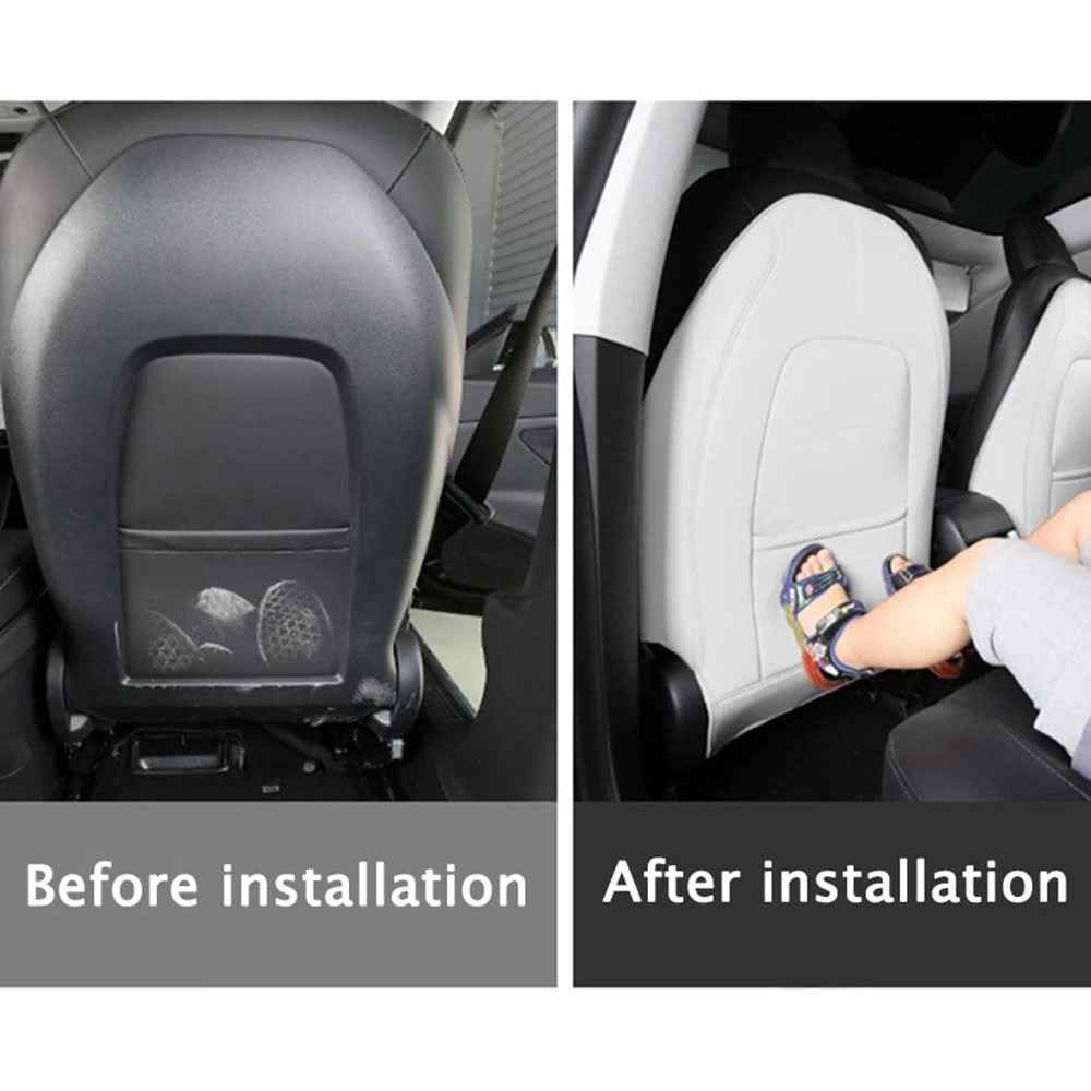 1 Pair Car Seat Cover Cushion Protection Mat Fit for Tesla Model 3/Y Anti-dust Premium Leather Car Seat Back Protector - Carbon Fiber Texture