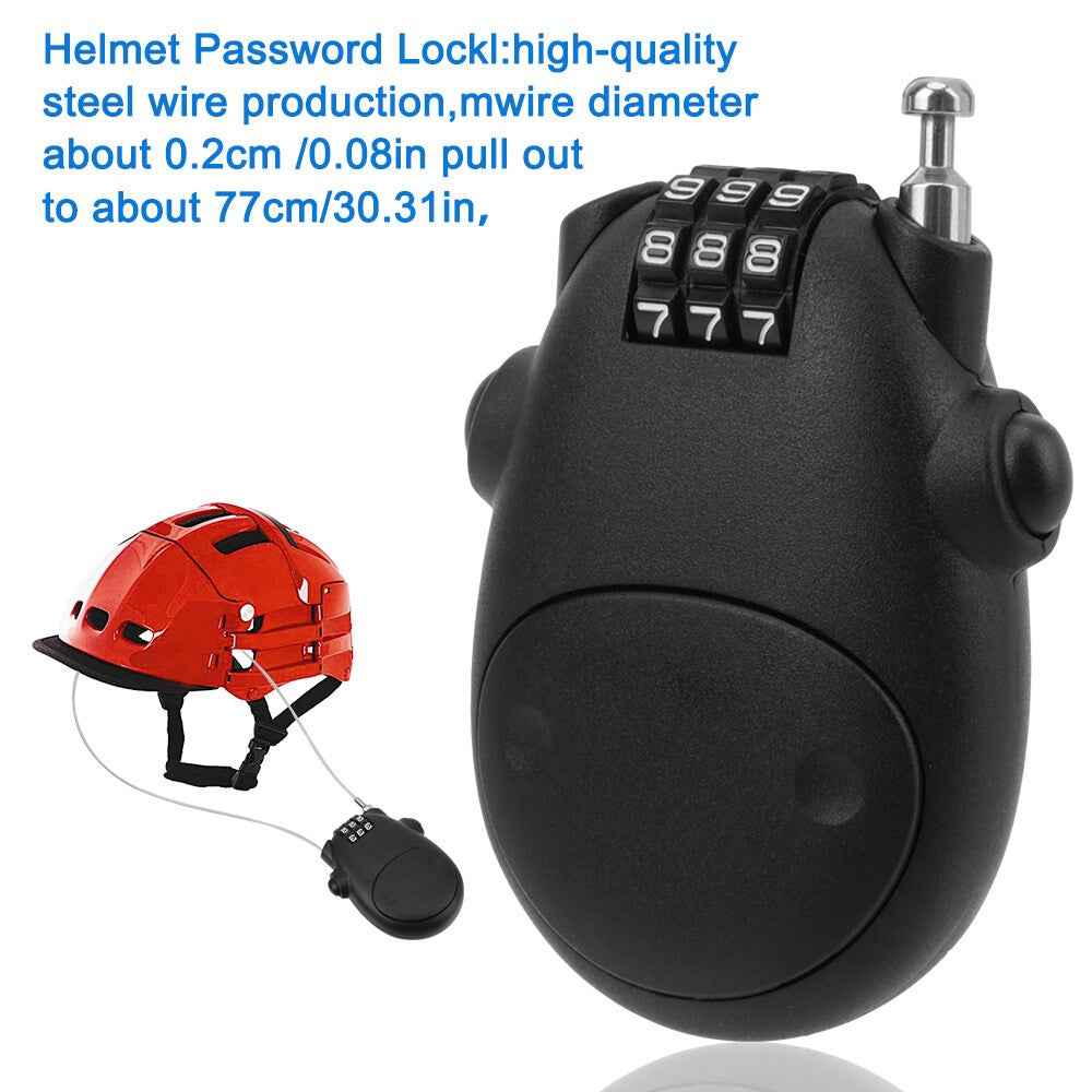 Motorcycle Helmet Code Lock Telescopic Steel Wire Luggage Suitcase Anti-theft Security Lock - Black