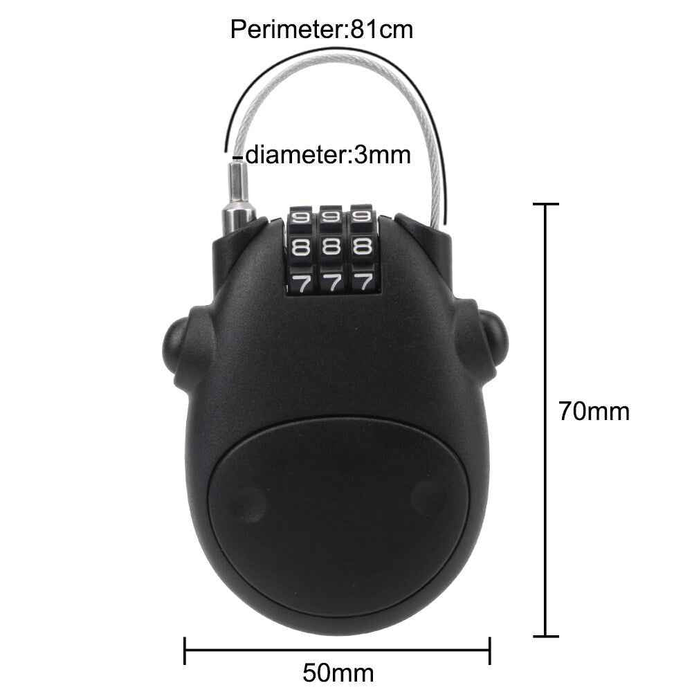 Motorcycle Helmet Code Lock Telescopic Steel Wire Luggage Suitcase Anti-theft Security Lock - Silver