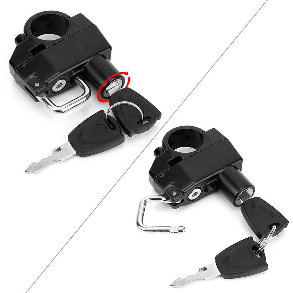 Motorcycle Handlebar Mount Lock Helmet Anti-theft Security Lock with 2 Keys