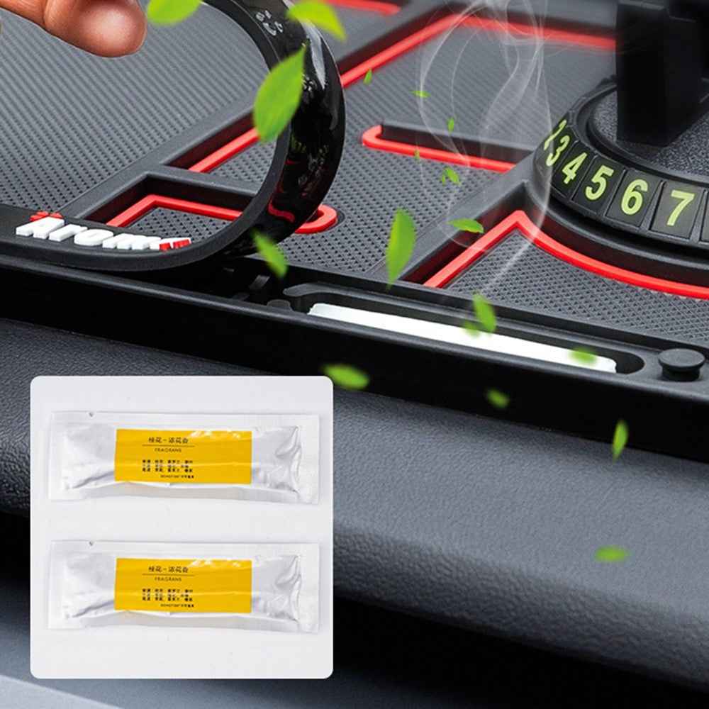 BAVISS B-28 4 in 1 Anti-Slip Dashboard Mat Phone Holder with Aromatherapy Slot/Car Temporary Parking Card Phone Number, Shake-proof Pad Phone Mount for Cars - Red