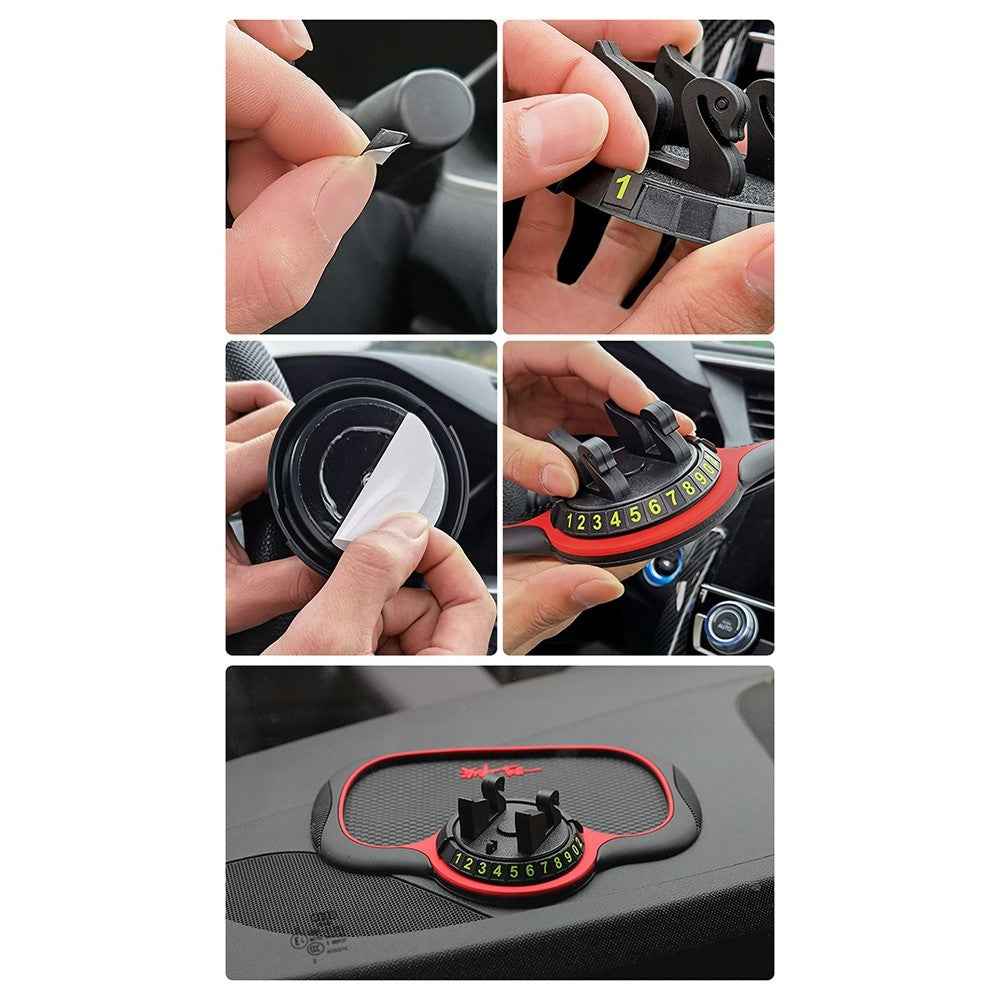 BAVISS B-25 3 in 1 Non-Slip Phone Holder Dashboard Phone Mat with Temporary Car Parking Card Number Plate Anti Shake Pad Phone Stand Mount for Universal Cars - Blue