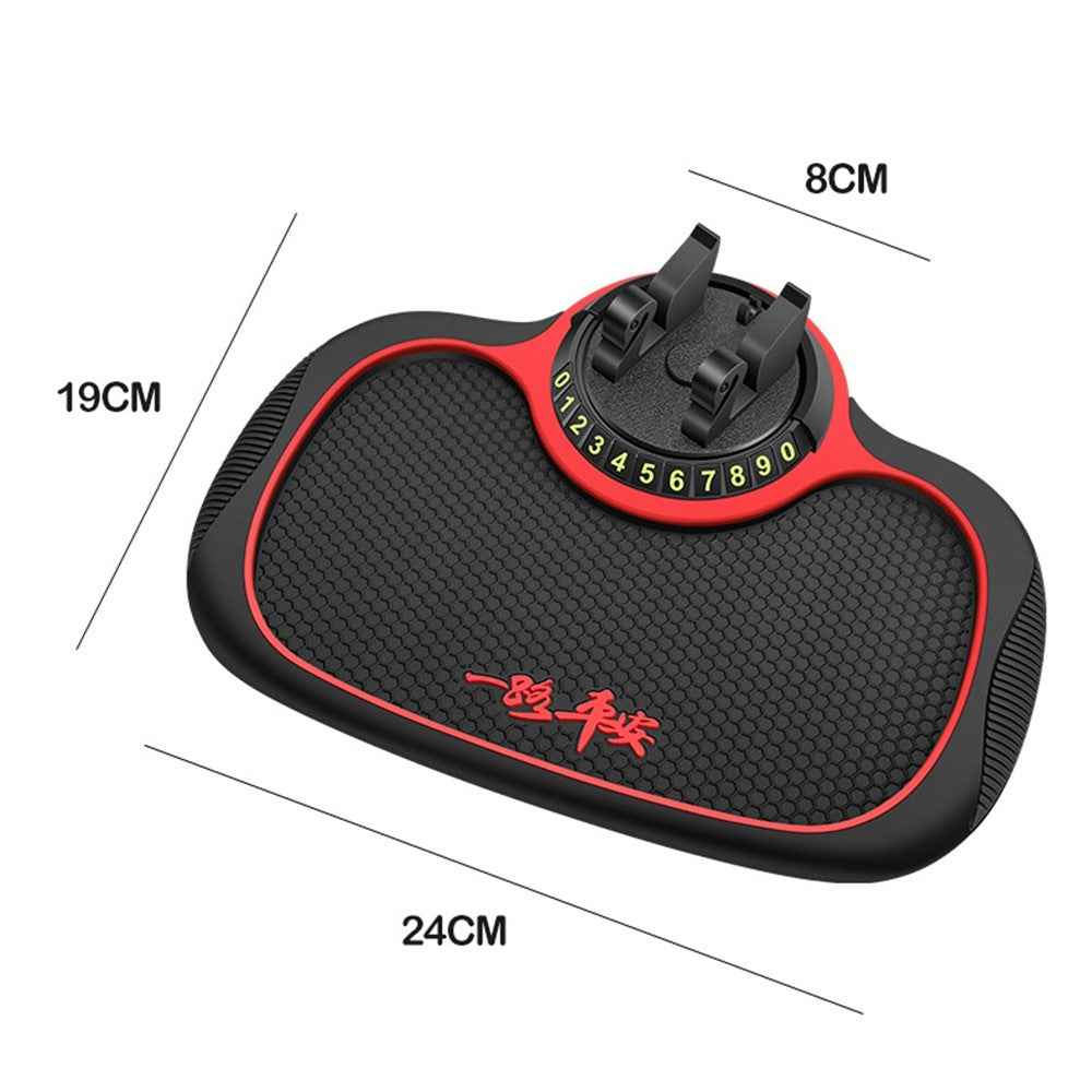 BAVISS B-25 3 in 1 Non-Slip Phone Holder Dashboard Phone Mat with Temporary Car Parking Card Number Plate Anti Shake Pad Phone Stand Mount for Universal Cars - Cartoon Style