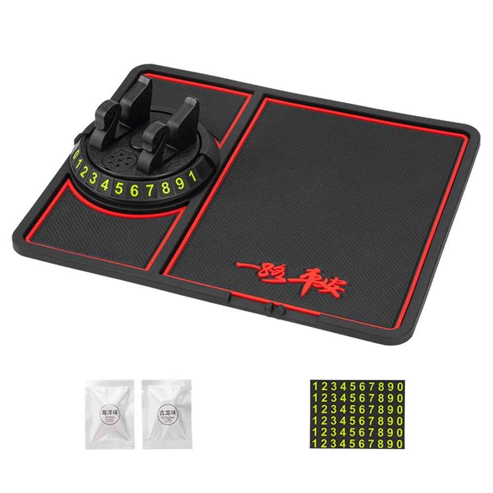 BAVISS B-58 Non-slip Phone Pad for Car, Car Dashboard Phone Mat with Number Plate and Aromatherapy Holes - Black