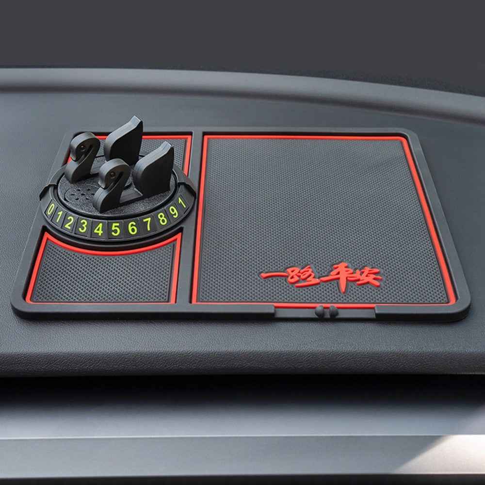 BAVISS B-58 Non-slip Phone Pad for Car, Car Dashboard Phone Mat with Number Plate and Aromatherapy Holes - Black