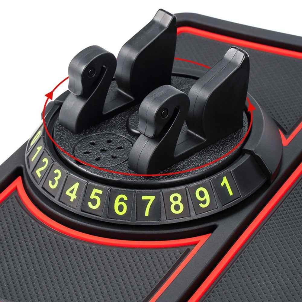 BAVISS B-58 Non-slip Phone Pad for Car, Car Dashboard Phone Mat with Number Plate and Aromatherapy Holes - Black