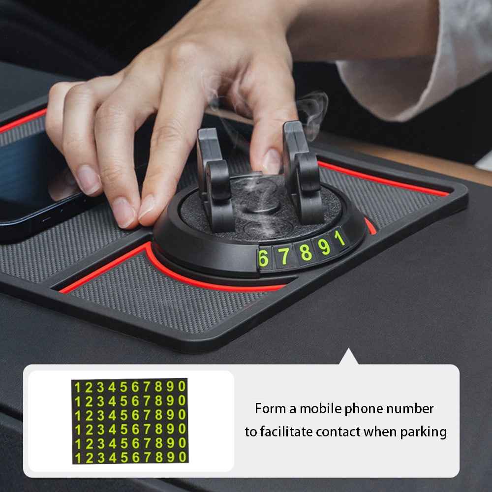 BAVISS B-58 Non-slip Phone Pad for Car, Car Dashboard Phone Mat with Number Plate and Aromatherapy Holes - Pink