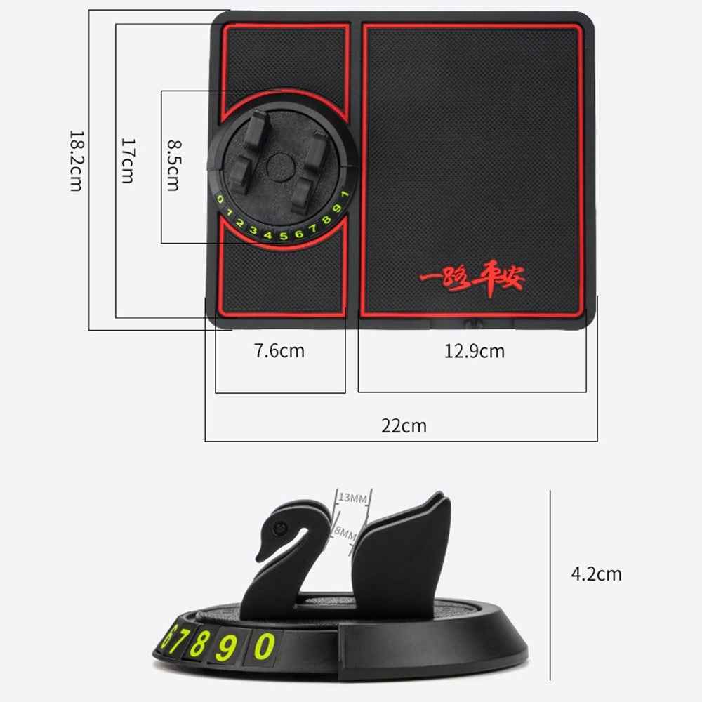 BAVISS B-58 Car Dashboard Sticky Pad 360 Degrees Rotation Mobile Phone Holder Mat - Black