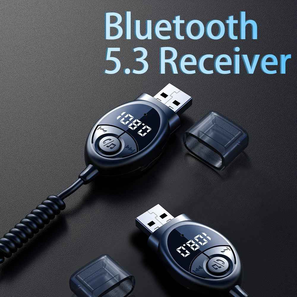 W8 Car Audio Adapter Bluetooth-compatible Receiver FM Transmitter with Telescopic Cable