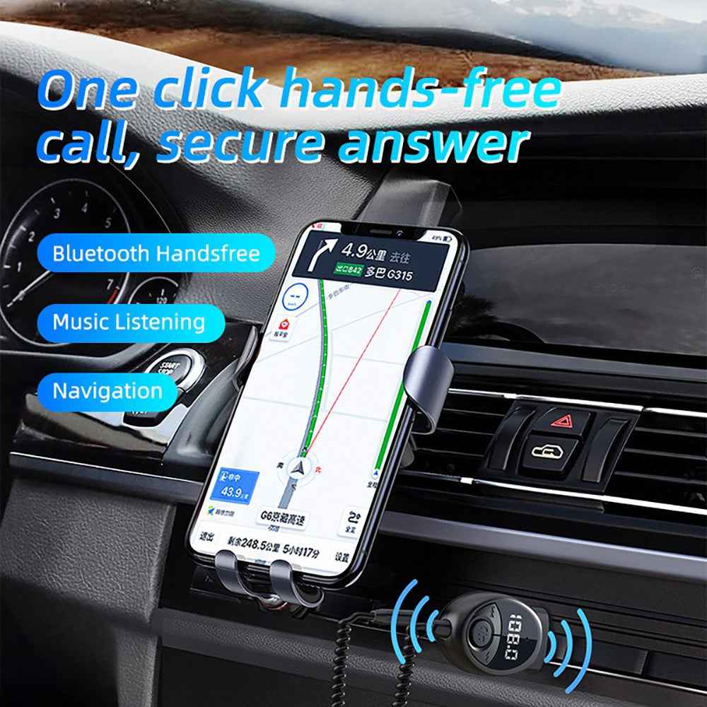 W8 Car Audio Adapter Bluetooth-compatible Receiver FM Transmitter with Telescopic Cable